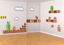 Image of Super Mario Bros Retro 80's Scene Wall Stickers Decal Kids Decor Art Mural WC137