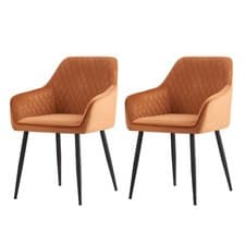 Image of 1/2 X Dining Chairs Velvet Set Padded Seat Metal Leg Kitchen Chair Home Office