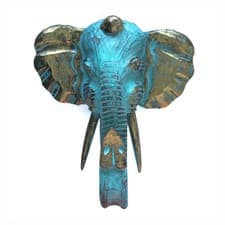 Image of Large Elephant Head - Gold & Turquoise