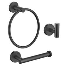 Image of Bathroom Accessory Set, Stainless Steel- Black 3 Piece Set