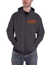 Image of AC/DC Hoodie Classic Band Logo Highway To Hell new Official Charcoal Zipped