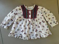 Image of BNWT Monsoon Baby Girl 3-6 mths Smock DRESS Butterfly Embroidery Metallic