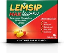 Image of Lemsip Max Cold & Flu Capsules 16 Capsules | Contains Paracetamol & Caffeine