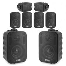 Image of PD BC30V 100V Outdoor Wall Speakers Set of 8 - Weatherproof Black 3" Speakers
