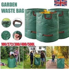 Image of Garden Bags with Handles Heavy Duty Waste Bag Green Rubbish Sack Large Storage
