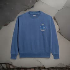 Image of Superdry Luxe Metallic Loose Sweatshirt Sargasso Sea Blue - Size L New with Tags