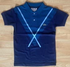 Image of Kid's Lacoste Navy and Blue T-Shirt: Size 8/9 Years, Collared and Short Sleeves