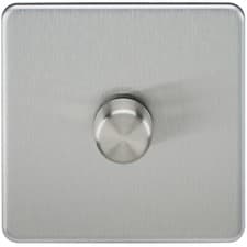 Image of Knightsbridge SF2171BC Screwless 1G 2-Way 40-400W Dimmer - Brushed Chrome