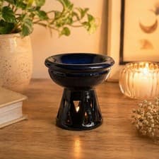 Image of Blue Oil Burner/ Wax Melt Warmer, Deep Bowl, Ceramic, Cosy Home Decor, Relax