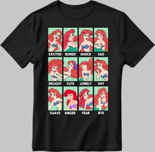 Image of Disney Princes Ariel Moods Short Sleeve W/B Men / Women T Shirt C537