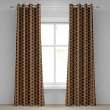 Image of Earth Tones 2-Panels Eyelet Curtains Lozenge Pattern