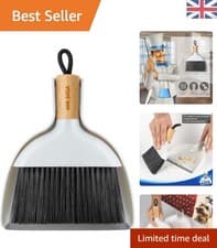 Image of Durable Mini Dustpan and Brush Set with Bamboo Handle – Ideal for Quick Cleanups