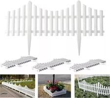 Image of 12X Plastic Wooden Effect Lawn Border Edge Garden Edging Picket Fencing Set Home