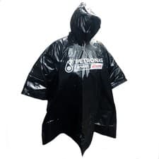 Image of Adult Rain Poncho Black Festival Waterproof Reusable Raincoat Mac Cover & Hood