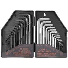 Image of 30Pcs Allen Wrench Hex Key Long and Short Arm Set 0.028 - 3/8" and 0.7 - 10mm