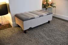 Image of Brand New Three-Tone Velvet Storage Bench | Customizable Legs, Made to Order