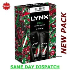 Image of LYNX Africa Duo Body Spray Gift Set Body Wash and Deodorant perfect for his dai