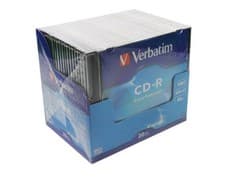 Image of 20 x VERBATIM CD-R 52x 700MB DISCS BLANK With Slim Case