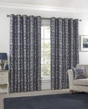 Image of Curtains Eyelet Ring Top 2 Panels Ready Made Lined Floral Curtain Pair - Eden