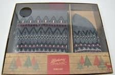 Image of Mantaray Debenhams Winter Christmas Fairisle Patterned Boxed Scarf & Hat Set NEW