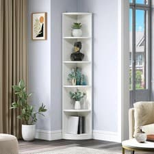 Image of 5-Tier Corner Shelf, 30X30X180Cm Modern Free Standing Corner Bookshelf