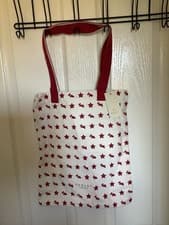 Image of Radley White And Raspberry Stars And Dogs Tote Bag New With Tag