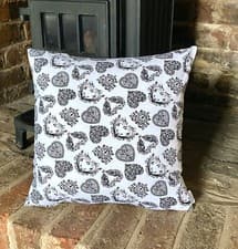 Image of 945. Black Hearts 100% Cotton Cushion Cover
