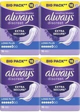 Image of Always Discreet Sensitive Bladder Incontinence Pads Long Plus Pad Thin - 64 Pack