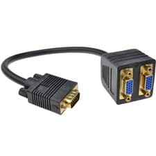 Image of 20cm HQ Male VGA to 2 x Female VGA Splitter Gold Connections [003635]