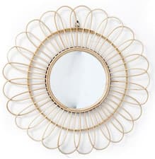 Image of Rattan Mirrors Round 51cm Home Decor Bamboo Glass Mirror 50 x 1 x 50cm MI0843