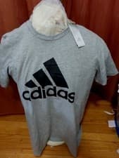 Image of Adidas Amplifier T-Shirt Mens XL Grey/Black TreFoil Adidas Graphic Tee New