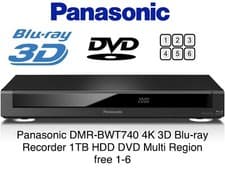 Image of Panasonic DMR-BWT740 4K 3D DVD Multi Region 1-6Blu-ray player recorder 1TB HDD e