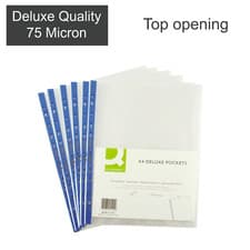 Image of A4 Clear Plastic Poly Punched Pockets DELUXE QUALITY Wallets Sleeves 75 micron