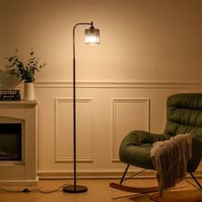 Image of Industrial Floor Standing Lamp with Metal Lampshade, Modern Reading Light