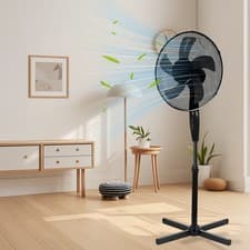 Image of Black Oscillating Pedestal Fan With Remote Cooling Fan Adjustable Speed Quiet