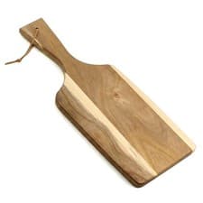 Image of Wooden Cutting Board with Handle Acacia Chopping Serving Paddle Kitchen Cheese