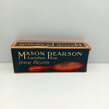 Image of Mason Pearson B2 Small Extra Pure Boar Bristle Hairbrush Boxed 1980’s Dark Ruby