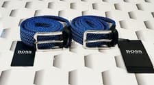 Image of Hugo Boss Clorio Hand Woven Belt Frosty Blue Made In Italy RRP £129 Size 32 w