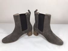 Image of Fat Face Chelsea Brown Suede Leather Block Heel Pull On Self Fasten Ankle Boots5