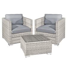 Image of Oseasons Malta Rattan 2 Seat Bistro Garden Outdoor Patio Set in Dove Grey