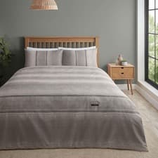 Image of Catherine Lansfield Denim Reversible Single Duvet Cover Set with Pillowcase Gre