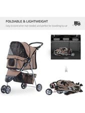 Image of PawHut Dog Stroller Pushchair Oxford Cloth 3-Wheel Pram Suitable for Small Pets