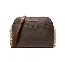 Image of Michael kors Dome Shaped Crossbody Bag In MK Brown logo New + gift bag❤️💕