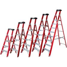 Image of Excel Electricians Platform Fibreglass Step Ladder 3/4/5/6/8 Tread 1.34m - 2.51m