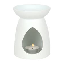 Image of White Ceramic Buddha Face Oil Burner