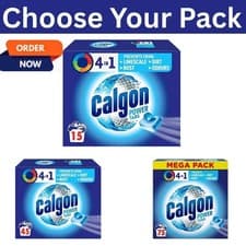 Image of Calgon 4-in-1 Washing Machine Cleaner Tab Limescale Remover Water Softener
