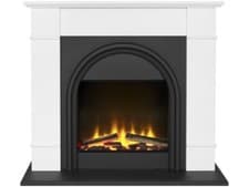 Image of Adam Chesterfield Electric Fireplace Suite in White & Charcoal Grey, 44 Inch