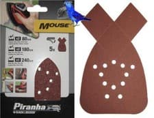Image of 5 x Black & Decker Piranha Mouse Mixed Sanding Sheets 80GK,180GK,240GK X31024