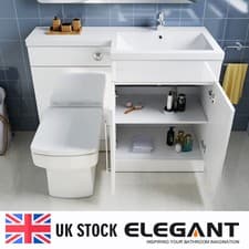 Image of Close Coupled Toilet Bathroom Vanity Units Sink WC with Concealed Cistern Suite