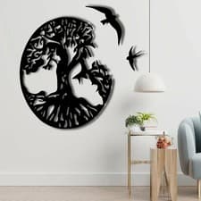 Image of Tree of life,Home Decor ,Wall Art ,Wall Hangings,Gift idea,Birds,Natural,Room